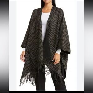 Acne Studios Cashmere Reversable Poncho in Grey Melange NEW One Size